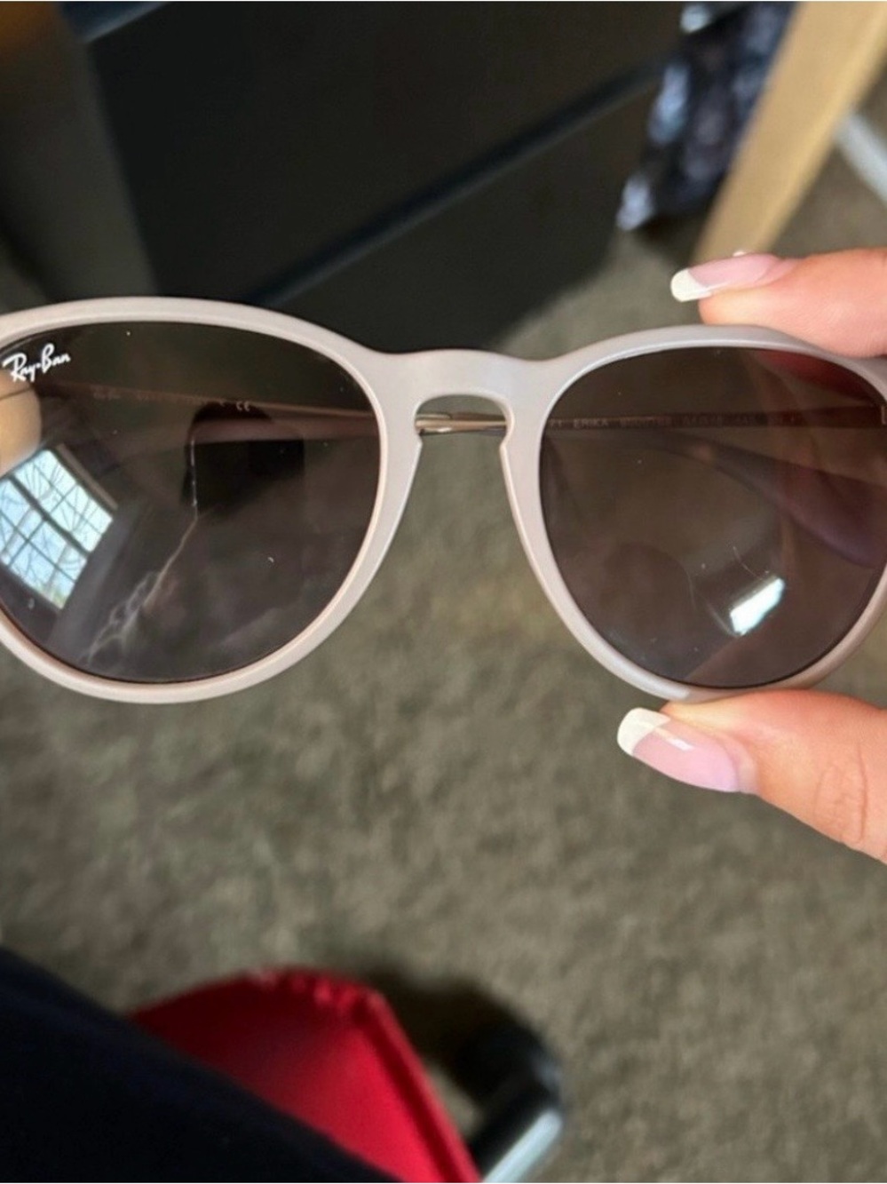 Ray-Ban Women's Light Tan Round Frame Sunglasses with Brown Lenses